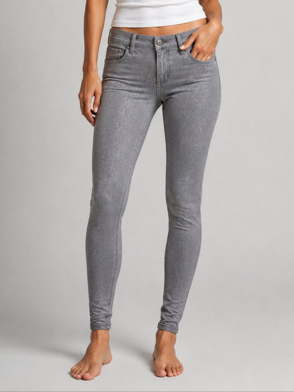 7 For All Mankind The Skinny Gray Sparkly Glitter Jeggings
